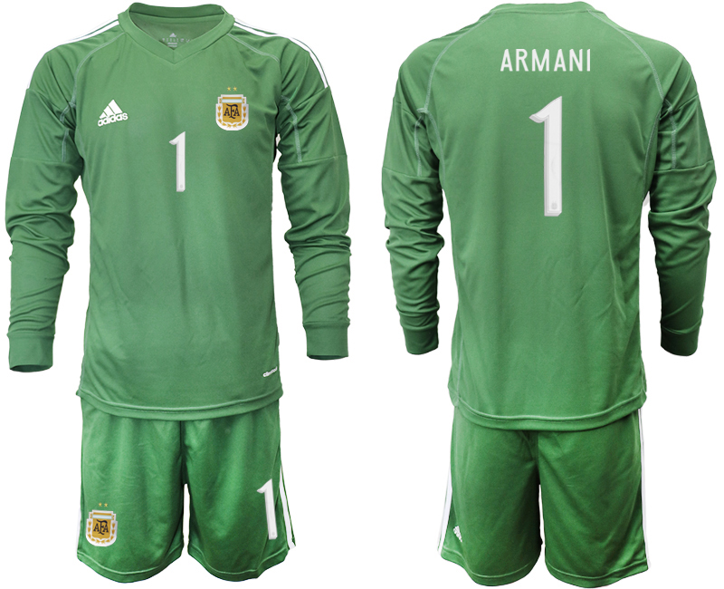 Men 2020-2021 Season National team Argentina goalkeeper Long sleeve green #1 Soccer Jersey4